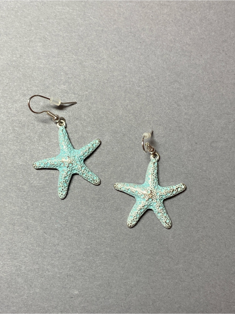 Blue aqua starfish beach earrings